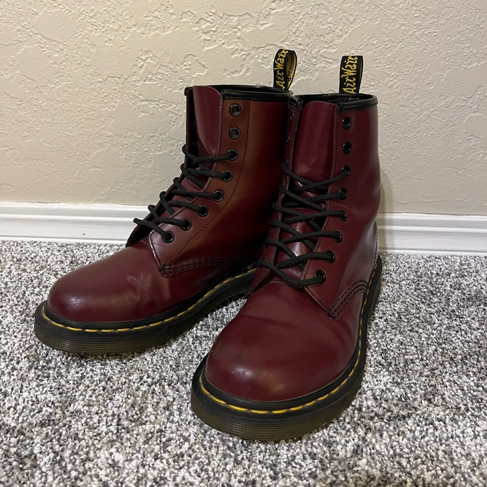 Dr. Martens 1460 Smooth Leather Lace Up Boot - Cherry Red
